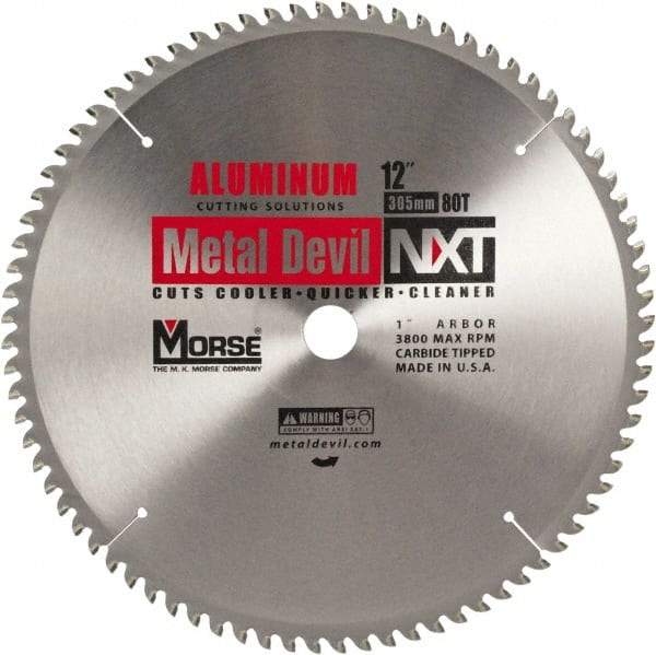 M.K. MORSE - 12" Diam, 1" Arbor Hole Diam, 80 Tooth Wet & Dry Cut Saw Blade - Steel, Standard Round Arbor - All Tool & Supply