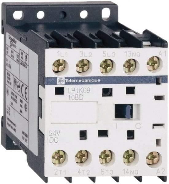 Schneider Electric - 3 Pole, 24 Coil VDC, 16 Amp at 690 VAC, 20 Amp at 440 VAC and 9 Amp at 440 VAC, Nonreversible IEC Contactor - BS 5424, CSA, IEC 60947, NF C 63-110, RoHS Compliant, UL Listed, VDE 0660 - All Tool & Supply