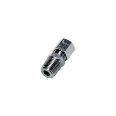 Compression Tube Male Connector: 1/4″ Thread, Tube OD x Male BSPT Stainless Steel