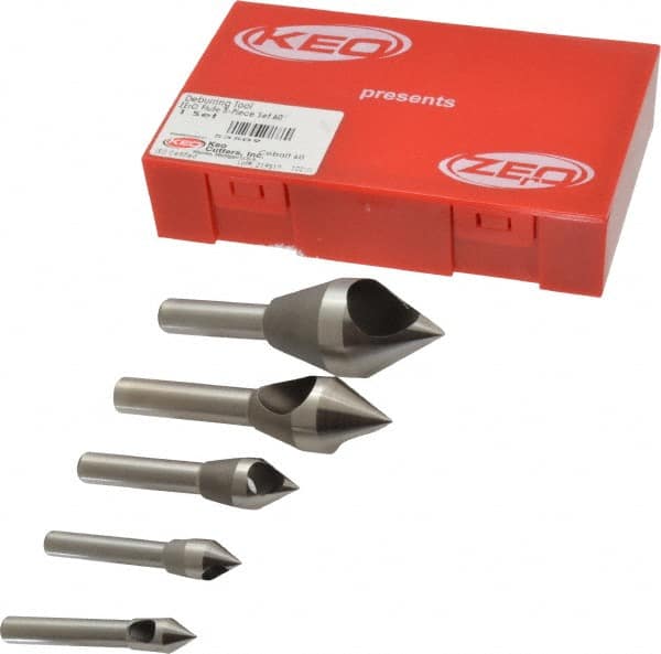 Keo - 5 Piece, 5/16 to 1" Head Diam, 60° Included Angle, Single End Countersink Set - All Tool & Supply