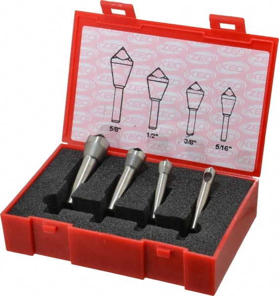 Keo - 4 Piece, 5/16 to 5/8" Head Diam, 100° Included Angle, Single End Countersink Set - All Tool & Supply