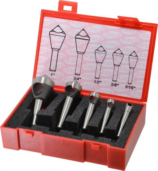 Keo - 5 Piece, 5/16 to 1" Head Diam, 100° Included Angle, Single End Countersink Set - All Tool & Supply