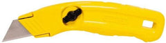 Stanley - Fixed Utility Knife - 2-1/2" Carbon Steel Blade, Yellow Cast Aluminum Handle, 3 Blades Included - All Tool & Supply