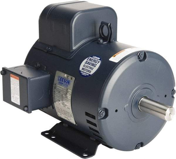 Leeson - 7-1/2 Max hp, 3,600 Max RPM, Capacitor Start Electric AC DC Motor - 230 V Input, Single Phase, 184T Frame, 1-1/8" Shaft Diam, Rigid Base Mount, Drip-proof Enclosure - All Tool & Supply