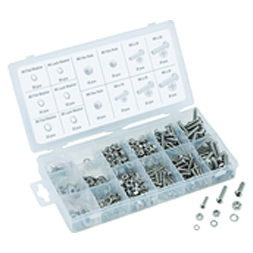 475 Pieces Metric Nut & Bolt Assortment - Machine screws, lock washers, flat washers and hex nut - All Tool & Supply