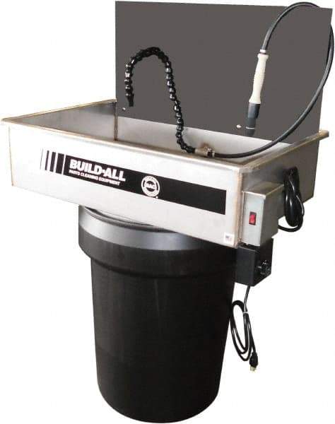 Build-All - Drum Mount Water-Based Parts Washer - 25 Gal Max Operating Capacity, 304 Stainless Steel Tank, 115 Input Volts - All Tool & Supply