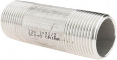 Value Collection - 1" Pipe x 3-1/2" Long, Grade 304/304L Stainless Steel Pipe Nipple - Welded & Threaded - All Tool & Supply