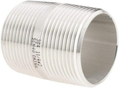 Value Collection - 1-1/4" Pipe x 2" Long, Grade 304/304L Stainless Steel Pipe Nipple - Welded & Threaded - All Tool & Supply