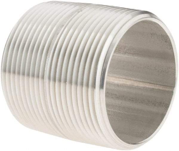 Value Collection - 1-1/2" Pipe x 1-3/4" Long, Grade 304/304L Stainless Steel Pipe Nipple - Welded & Threaded - All Tool & Supply