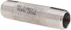 Value Collection - 3/8" Pipe x 2-1/2" Long, Grade 304/304L Stainless Steel Pipe Nipple - Welded & Threaded - All Tool & Supply