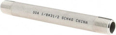 Value Collection - 1/8" Pipe x 3-1/2" Long, Grade 304/304L Stainless Steel Pipe Nipple - Welded & Threaded - All Tool & Supply