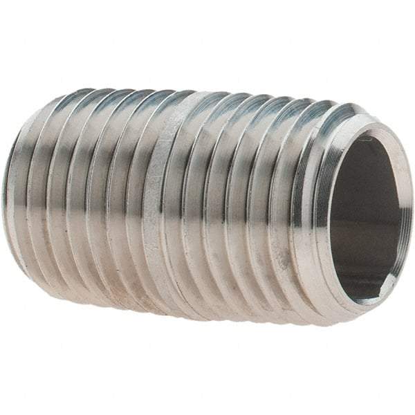 Value Collection - 1/4" Pipe x 7/8" Long, Grade 304/304L Stainless Steel Pipe Nipple - Welded & Threaded - All Tool & Supply