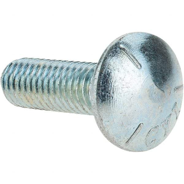 Value Collection - 3/8-16 UNC 1-1/4" Length Under Head, Standard Square Neck, Carriage Bolt - Grade 5 Steel, Zinc-Plated Finish - All Tool & Supply