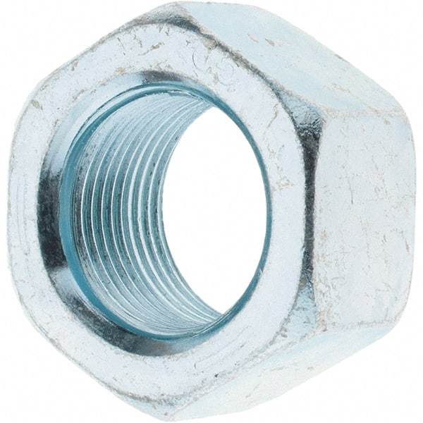 Value Collection - 1-14 UNS Steel Right Hand Hex Nut - 1-1/2" Across Flats, 55/64" High, Zinc-Plated Finish - All Tool & Supply