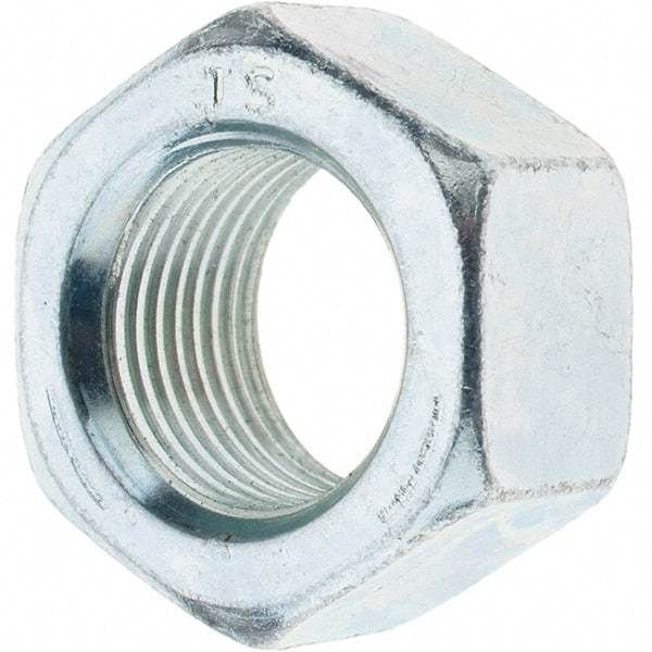 Value Collection - 3/4-16 UNF Steel Right Hand Hex Nut - 1-1/8" Across Flats, 0.6406" High, Zinc-Plated Finish - All Tool & Supply