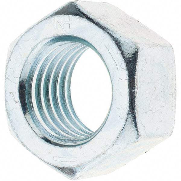 Made in USA - 1-1/8 - 7 UNC Steel Right Hand Hex Nut - 1-11/16" Across Flats, 31/32" High, Zinc Clear Finish - All Tool & Supply