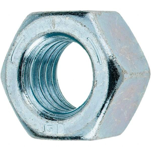 Value Collection - 9/16-12 UNC Steel Right Hand Hex Nut - 7/8" Across Flats, 31/64" High, Zinc-Plated Finish - All Tool & Supply