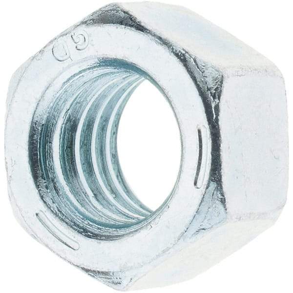 Value Collection - 3/8-16 UNC Steel Right Hand Hex Nut - 9/16" Across Flats, 21/64" High, Zinc-Plated Finish - All Tool & Supply