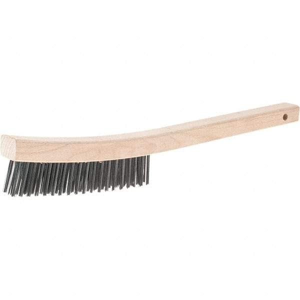 Weiler - 3 Rows x 19 Columns Steel Scratch Brush - 14" Brush Length, 14" OAL, 1-3/16 Trim Length, Wood Handle - All Tool & Supply
