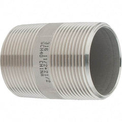 Value Collection - 1-1/2" Pipe x 2-1/2" Long, Grade 316/316L Stainless Steel Pipe Nipple - Welded & Threaded - All Tool & Supply