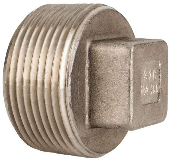 Value Collection - 1-1/4" Grade 316 Stainless Steel Pipe Square Head Plug - MNPT End Connections, 150 psi - All Tool & Supply