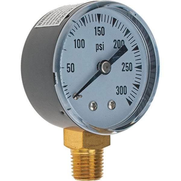 Value Collection - 2" Dial, 1/4 Thread, 0-300 Scale Range, Pressure Gauge - Lower Connection Mount - All Tool & Supply