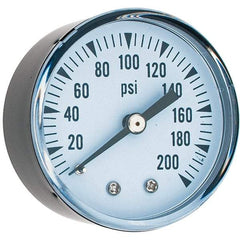 Value Collection - 2" Dial, 1/4 Thread, 0-200 Scale Range, Pressure Gauge - Center Back Connection Mount - All Tool & Supply