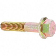 Value Collection - 1/2-13 UNC, 2-1/2" Length Under Head, Hex Drive Flange Bolt - 1-1/4" Thread Length, Grade 8 Alloy Steel, Smooth Flange, Zinc Yellow Dichromate Finish - All Tool & Supply