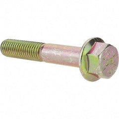 Value Collection - 1/2-13 UNC, 3" Length Under Head, Hex Drive Flange Bolt - 1-1/4" Thread Length, Grade 8 Alloy Steel, Smooth Flange, Zinc Yellow Dichromate Finish - All Tool & Supply