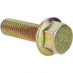 Value Collection - 1/2-13 UNC, 1-3/4" Length Under Head, Hex Drive Flange Bolt - 1-3/4" Thread Length, Grade 8 Alloy Steel, Smooth Flange, Zinc Yellow Dichromate Finish - All Tool & Supply