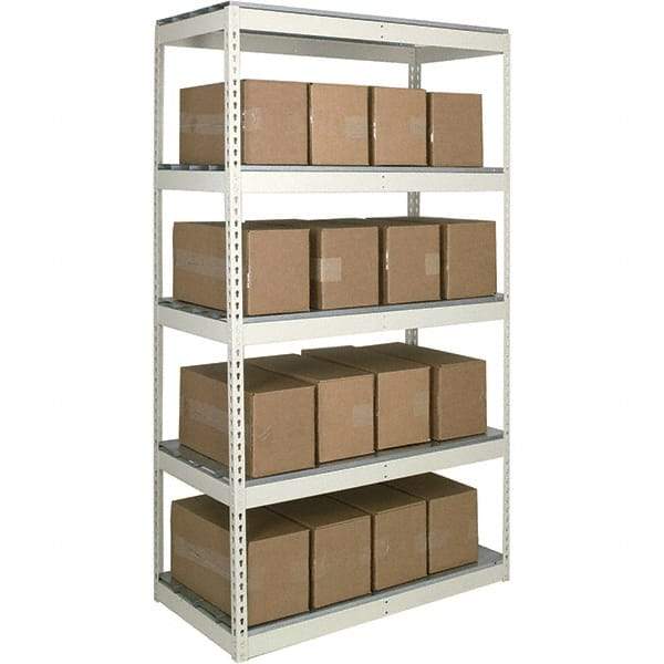 Hallowell - 5 Shelf Starter Open Steel Shelving - 1 Lb Capacity, 72" Wide x 120" High x 30" Deep, Tan - All Tool & Supply