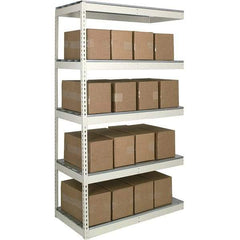 Hallowell - 5 Shelf Add-On Open Steel Shelving - 620 Lb Capacity, 96" Wide x 120" High x 36" Deep, Tan - All Tool & Supply