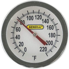 General - 20 Inch Long Stem, 2 Inch Dial Diameter, Back Connected Bi-Metal Thermometer - 220°Fahrenheit - All Tool & Supply