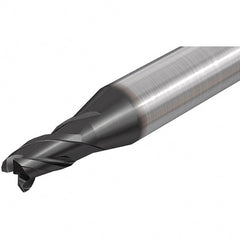 Corner Radius End Mill: 0.189″ Dia, 0.2362″ LOC, 0.0079″ Radius, 3 Flutes, Solid Carbide 38 ° Helix, TiAlN Coated, Corner Radius End, Series Solid Mill