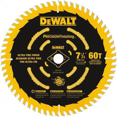 DeWALT - 7-1/4" Diam, 5/8" Arbor Hole Diam, 60 Tooth Wet & Dry Cut Saw Blade - Carbide-Tipped, Diamond Arbor - All Tool & Supply