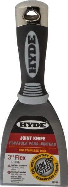 Hyde Tools - Flexible Stainless Steel Scraper - 3" Blade Width x 4" Blade Length, 4-1/4" Long Cushioned Grip Handle - All Tool & Supply