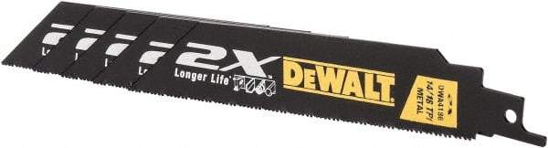 DeWALT - 6" Long x 1" Thick, Bi-Metal Reciprocating Saw Blade - Straight Profile, 14 to 18 TPI, Toothed Edge - All Tool & Supply