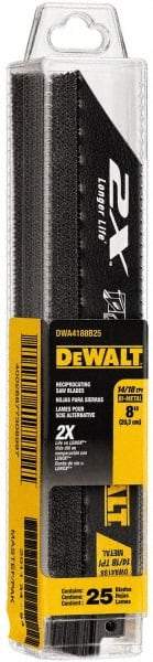 DeWALT - 8" Long x 1" Thick, Bi-Metal Reciprocating Saw Blade - Straight Profile, 14 to 18 TPI, Toothed Edge - All Tool & Supply