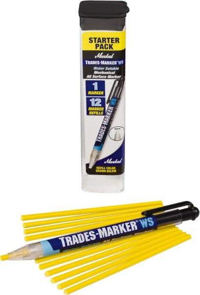 Markal - Yellow All Purpose Wax Crayon - Flat Tip - All Tool & Supply