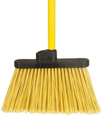 PRO-SOURCE - 12" Wide, Yellow Polypropylene Bristles, 48" Vinyl-Coated Metal Handle, Angled Broom - Flagged - All Tool & Supply