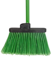 PRO-SOURCE - 12" Wide, Green Polypropylene Bristles, 48" Vinyl-Coated Metal Handle, Angled Broom - Flagged - All Tool & Supply