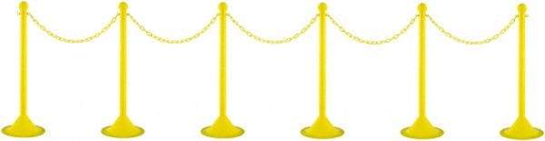 PRO-SAFE - 41" High Plastic Pedestrian Warning Post Kit - 50' Long Rope - All Tool & Supply