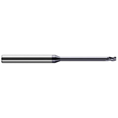 Corner Radius End Mill: 0.047″ Dia, 0.07″ LOC, 0.005″ Radius, 3 Flutes, Solid Carbide 2-1/2″ OAL, 1/8″ Shank Dia, 30 ° Helix, AlTiN Coated, Corner Radius End