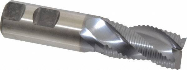 Niagara Cutter - 1" Diam, Coarse Pitch, 1-3/4" LOC, 3 Flute Cobalt Roughing Square End Mill - TiCN Finish, 4-5/8" OAL, 1" Shank Diam, Single End, Centercutting, 36° Helix - All Tool & Supply