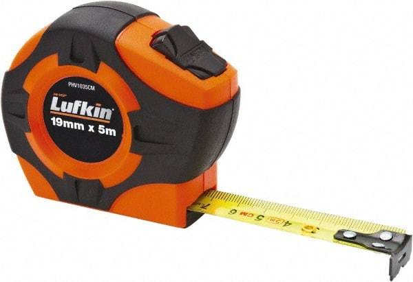 Lufkin - 16' x 19mm Yellow Blade Tape Measure - 1 cm Graduation, A9 Graduation Style, High-Visibility Orange Case - All Tool & Supply