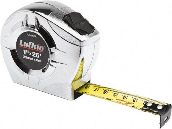 Lufkin - 26' x 1" Yellow Blade Tape Measure - 1/16 & 1/32" & 1mm Graduation, A30 Graduation Style - All Tool & Supply