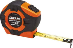 Lufkin - 33' x 1" Yellow Blade Tape Measure - 1/10 & 1/100' Graduation, A29 Graduation Style, High-Visibility Orange Case - All Tool & Supply