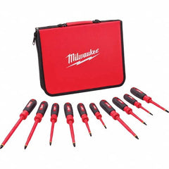 Milwaukee Tool - Screwdriver Sets Screwdriver Types Included: Insulated Slotted; Phillips; Square Number of Pieces: 10 - All Tool & Supply