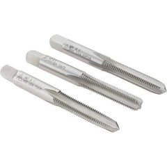 Made in USA - M7x1.00 Metric Coarse, 4 Flute, Bottoming, Plug & Taper, Bright Finish, High Speed Steel Tap Set - Right Hand Cut, 2-23/32" OAL, 1-1/8" Thread Length - All Tool & Supply