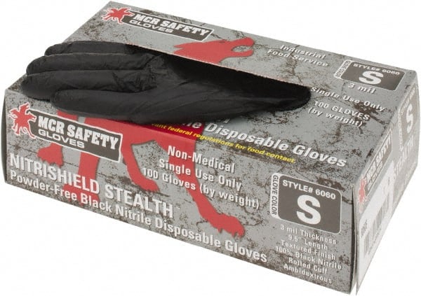 MCR Safety - Pack of (100) Size S, 3 mil, Powder Free Nitrile Disposable Gloves - All Tool & Supply